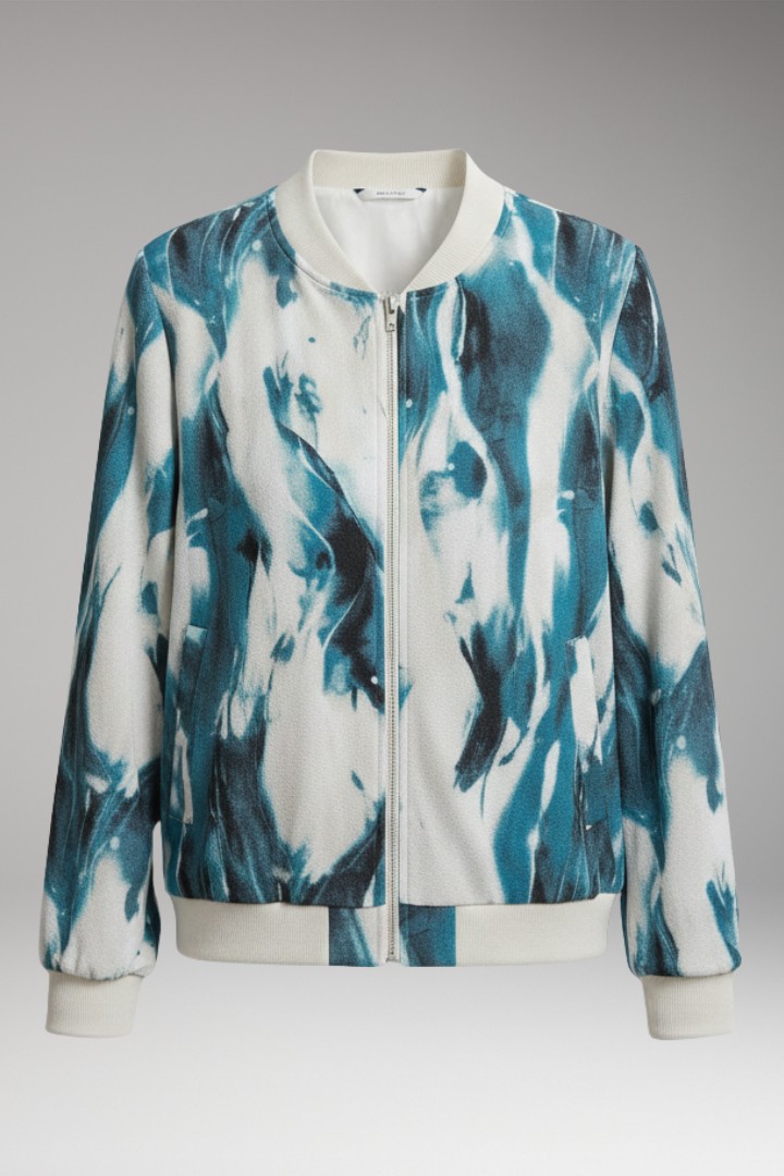 Women's Jacket with Abstract Print and Zipper