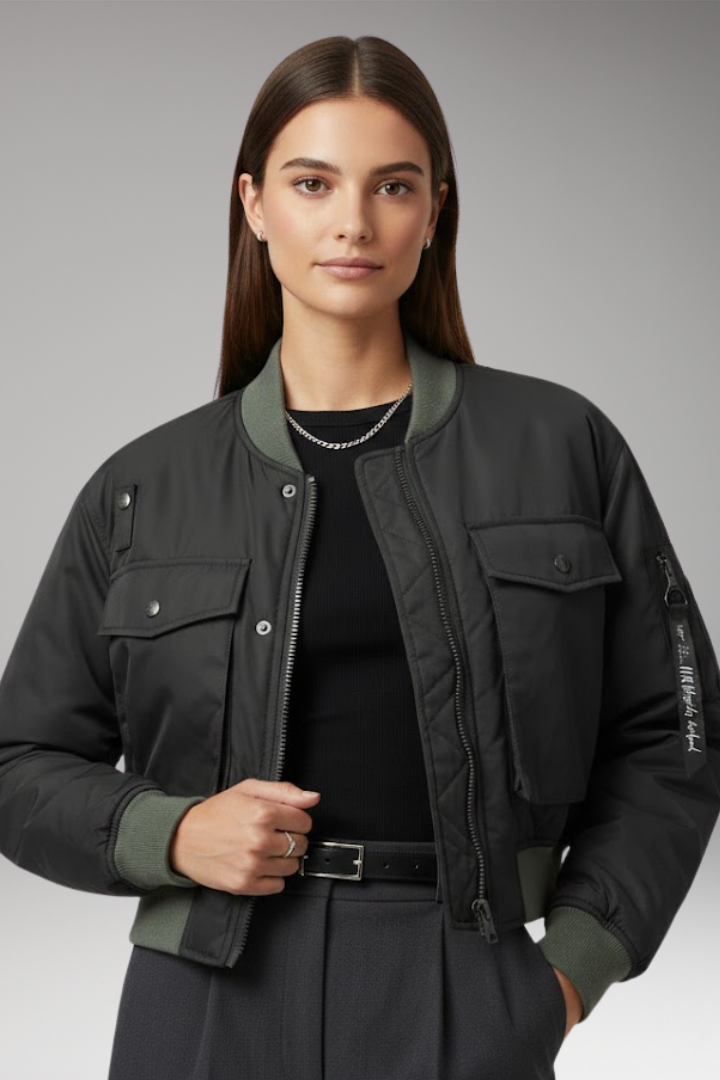 Women's Jacket with Front Closure and Long Sleeves