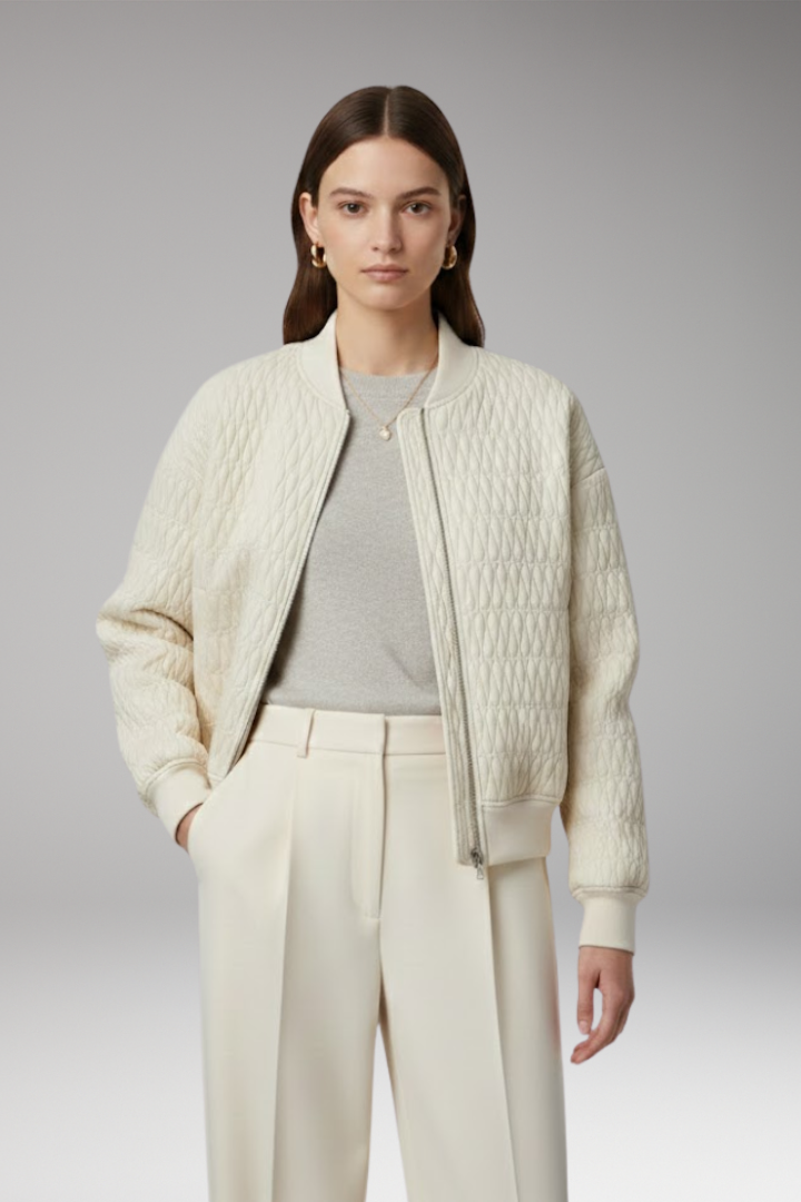 Women's Jacket with Front Closure and Quilted Surface