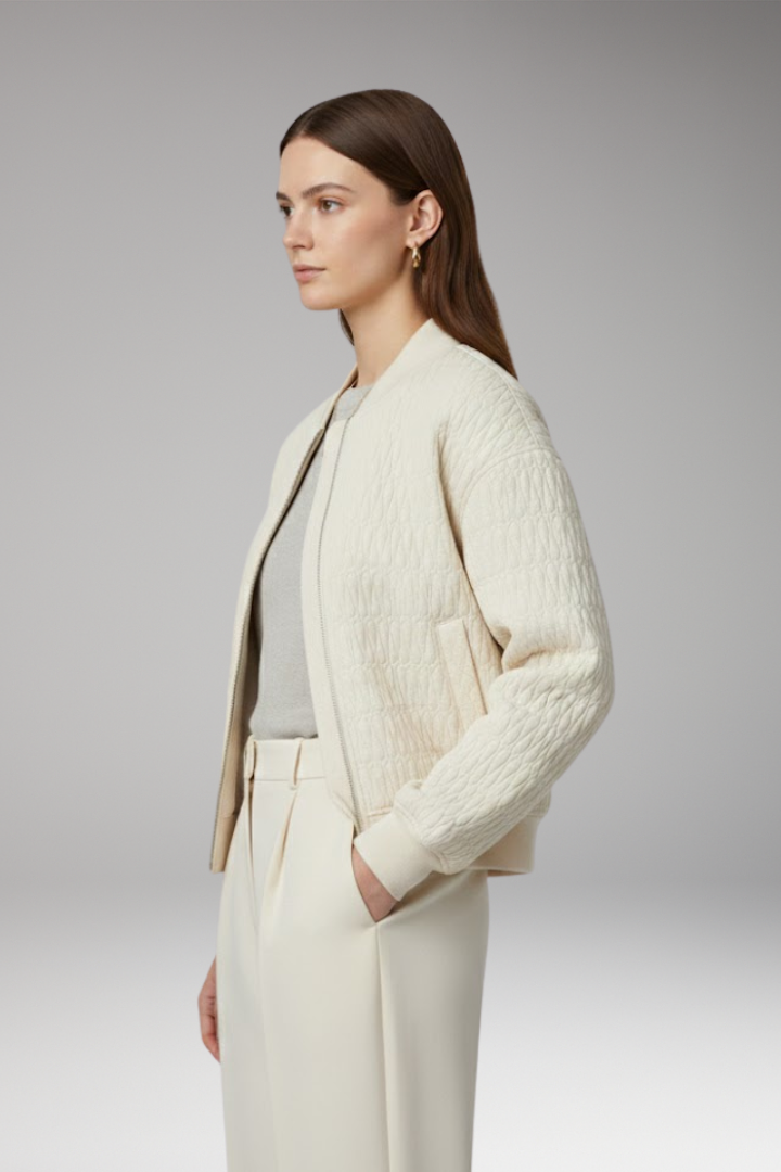 Women's Jacket with Front Closure and Quilted Surface
