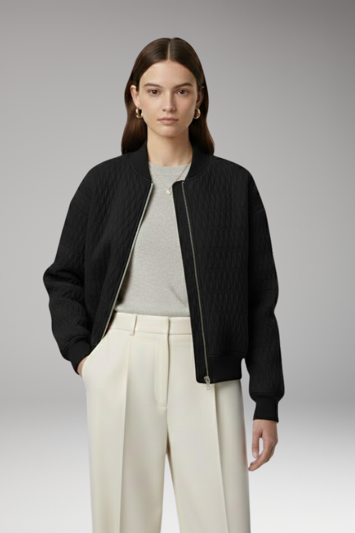 Women's Jacket with Front Closure and Quilted Surface