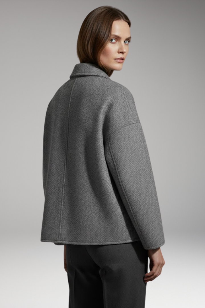 Women's Jacket with Front Closure and Ribbed Edges