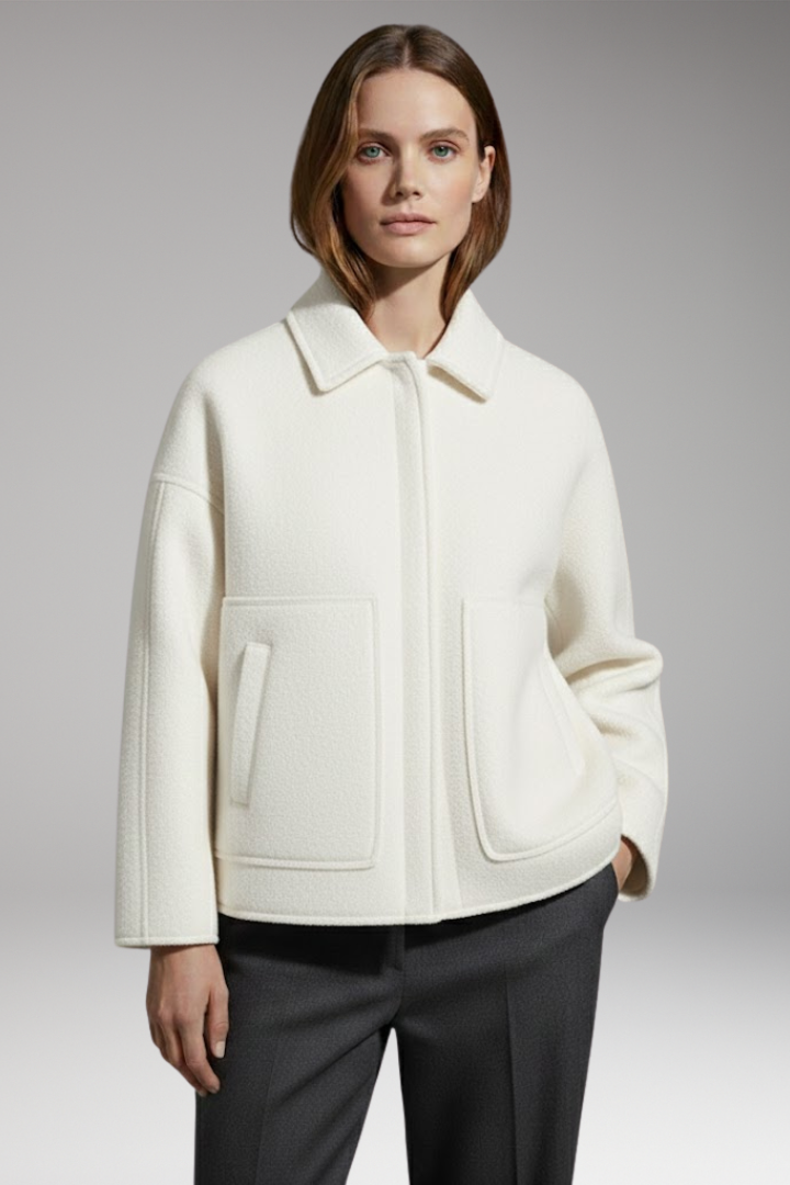 Women's Jacket with Front Closure and Ribbed Edges