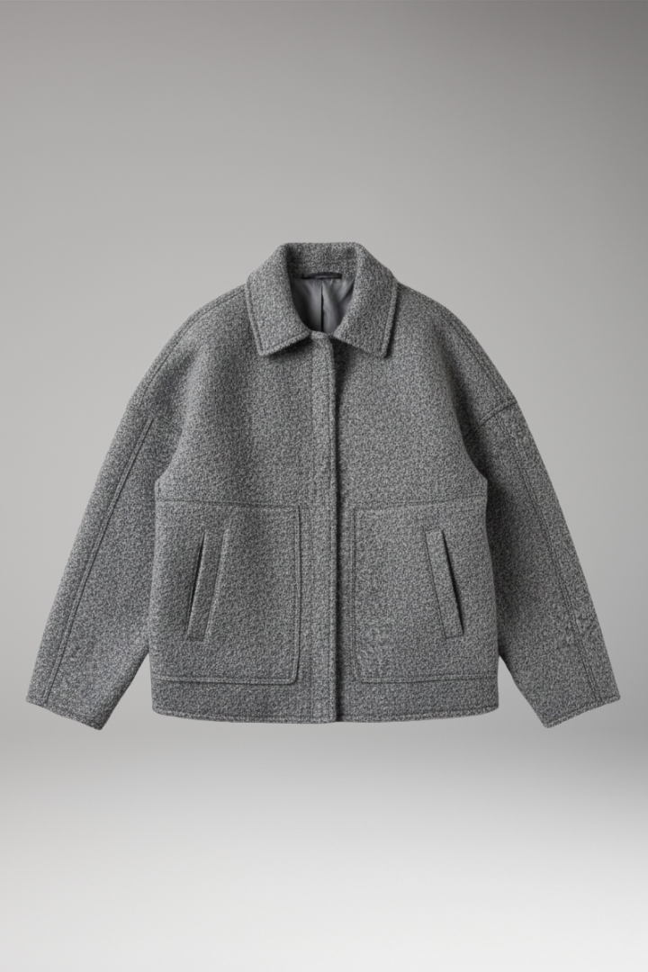 Women's Jacket with Front Closure and Ribbed Edges