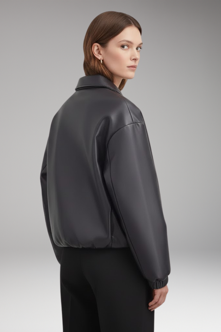 Women's Jacket with Front Closure and Ribbed Hem