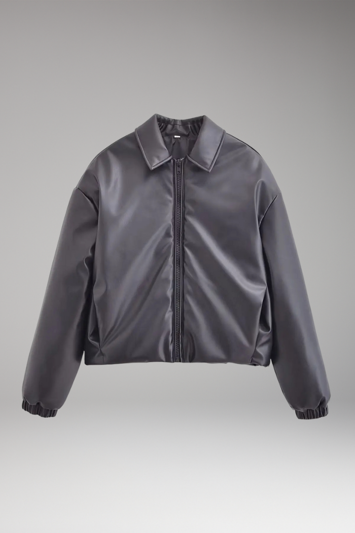 Women's Jacket with Front Closure and Ribbed Hem