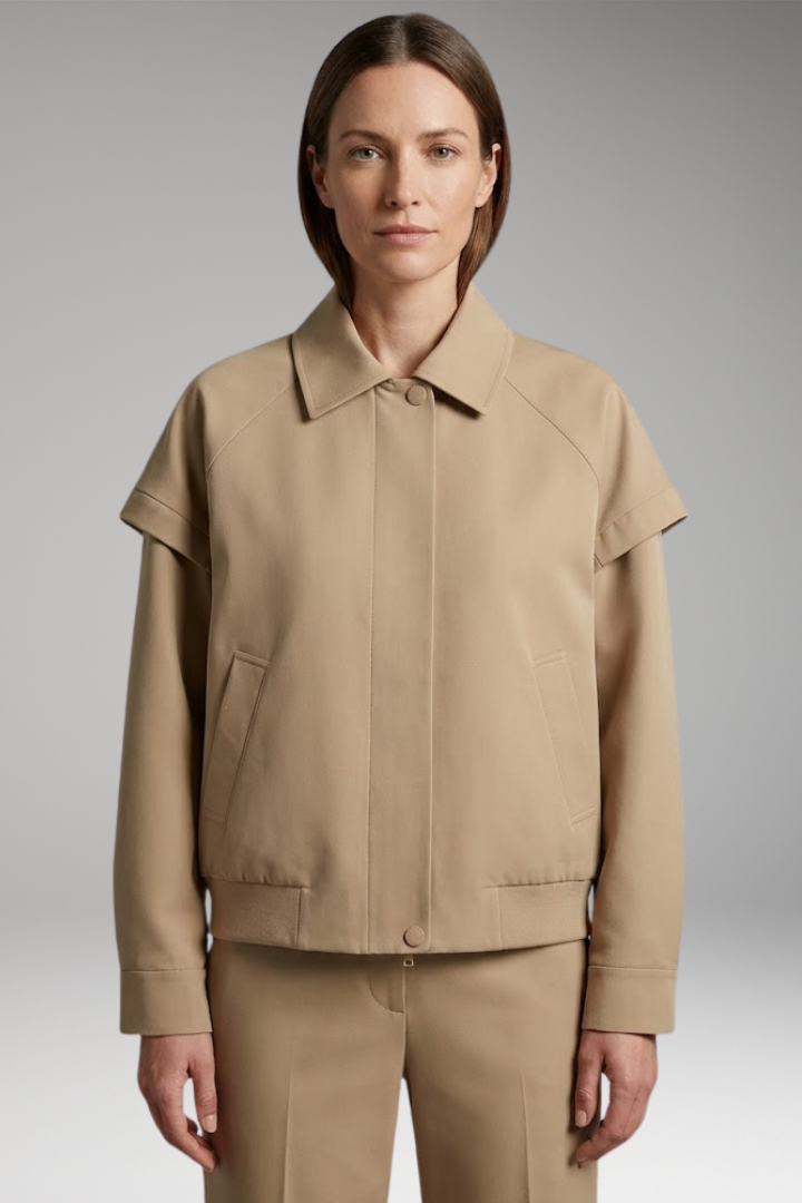Women's Jacket with Lapel Neckline and Front Closure