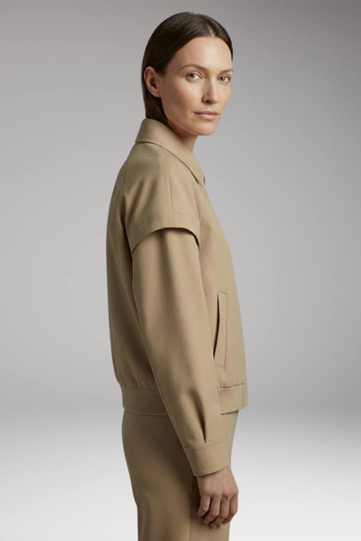 Women's Jacket with Lapel Neckline and Front Closure