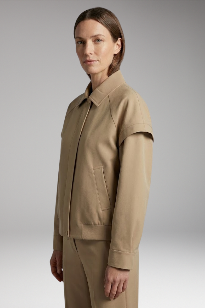 Women's Jacket with Lapel Neckline and Front Closure