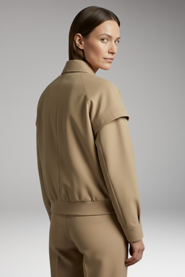 Women's Jacket with Lapel Neckline and Front Closure