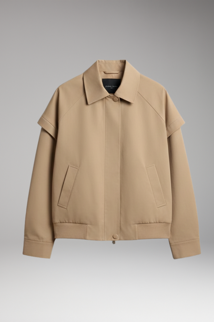 Women's Jacket with Lapel Neckline and Front Closure