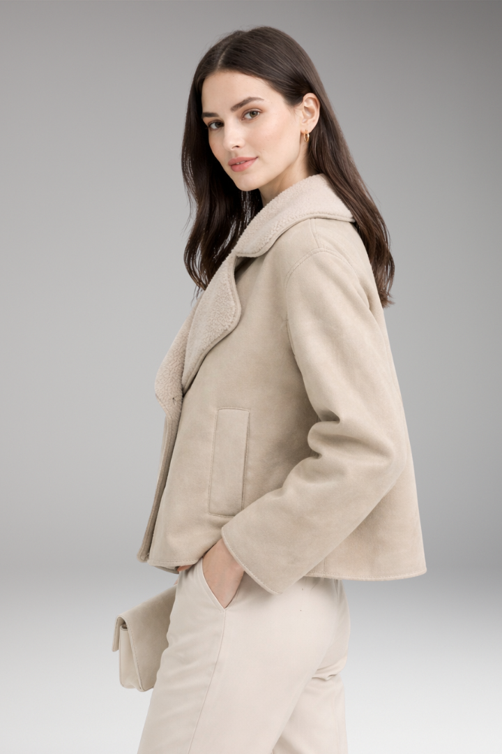 Women's Jacket with Notched Collar and Button Closure