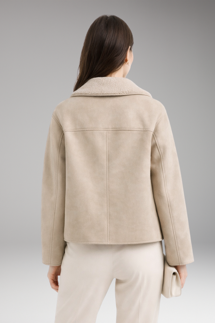 Women's Jacket with Notched Collar and Button Closure