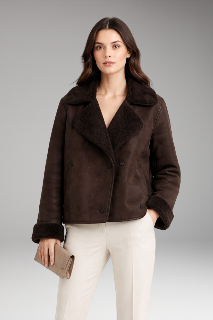 Women's Jacket with Notched Collar and Button Closure