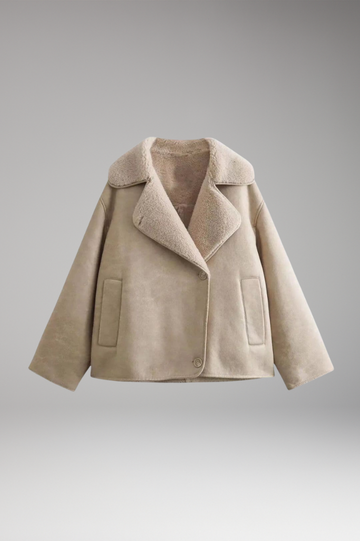 Women's Jacket with Notched Collar and Button Closure