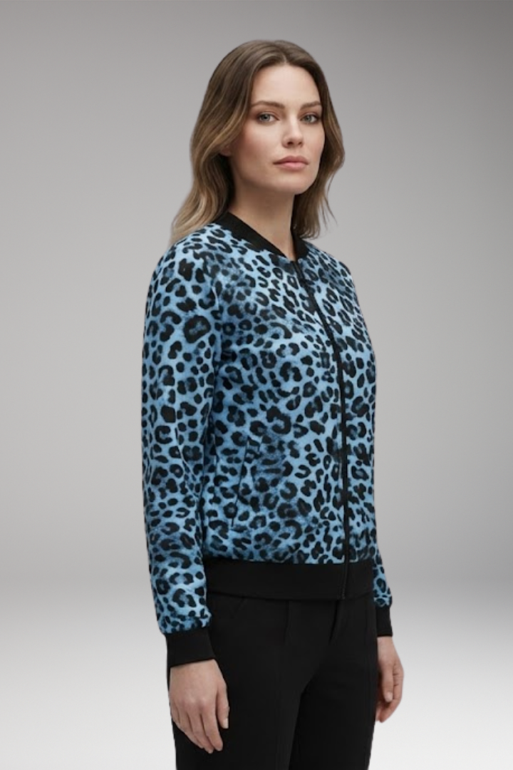 Women's Jacket with Patterned Surface and Ribbed Trim