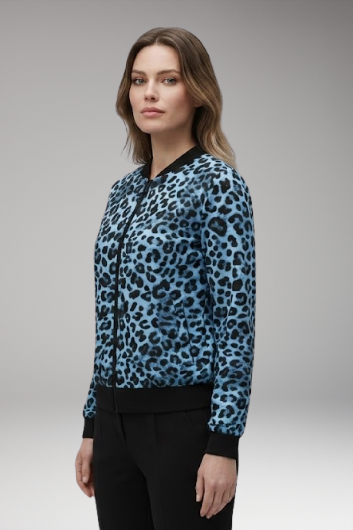 Women's Jacket with Patterned Surface and Ribbed Trim