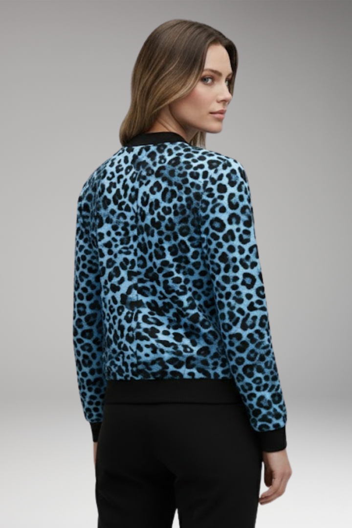 Women's Jacket with Patterned Surface and Ribbed Trim
