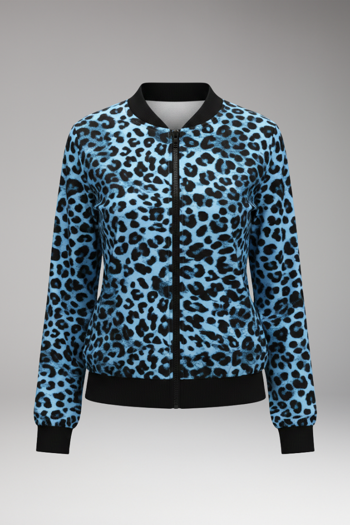 Women's Jacket with Patterned Surface and Ribbed Trim