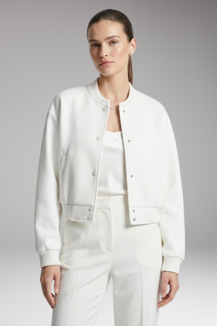 Women's Jacket with Snap Closure and Cropped Hem