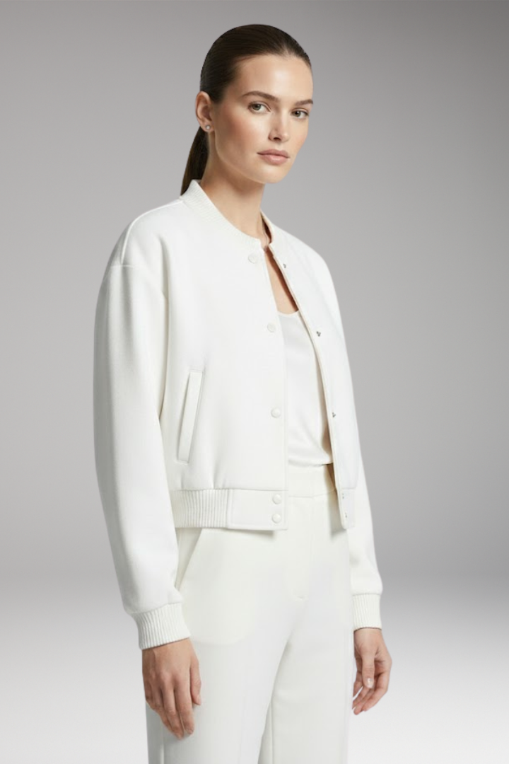 Women's Jacket with Snap Closure and Cropped Hem