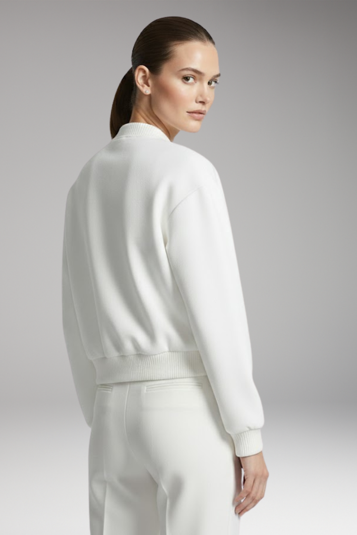Women's Jacket with Snap Closure and Cropped Hem