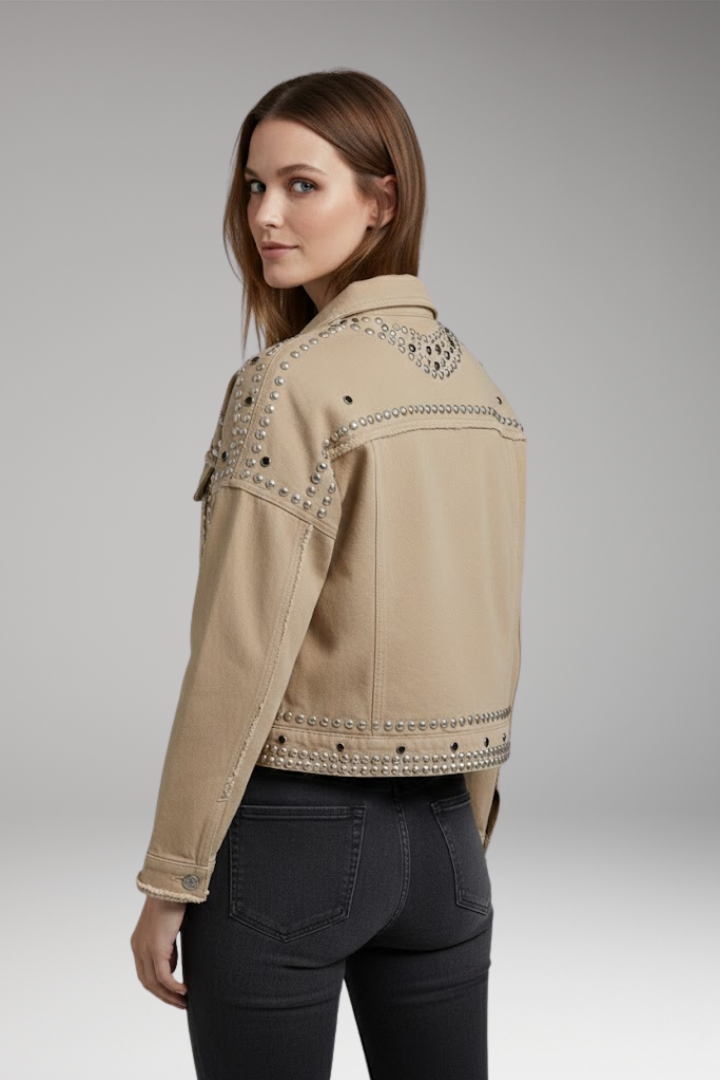 Women's Jacket with Turn-Down Collar and Button Closure