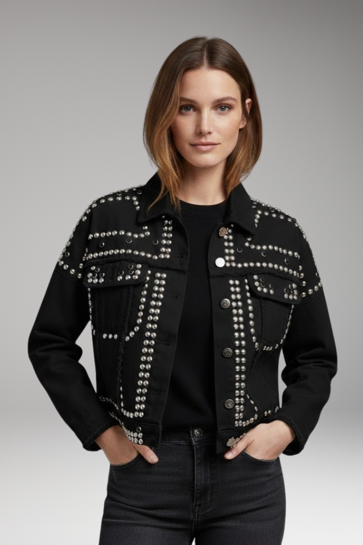 Women's Jacket with Turn-Down Collar and Button Closure