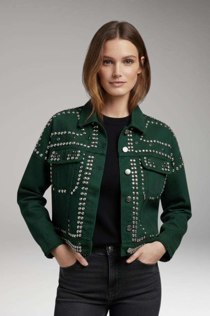 Women's Jacket with Turn-Down Collar and Button Closure