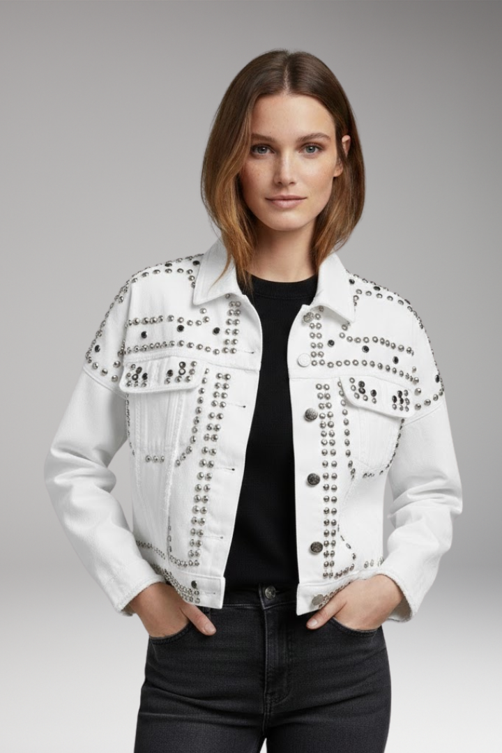 Women's Jacket with Turn-Down Collar and Button Closure