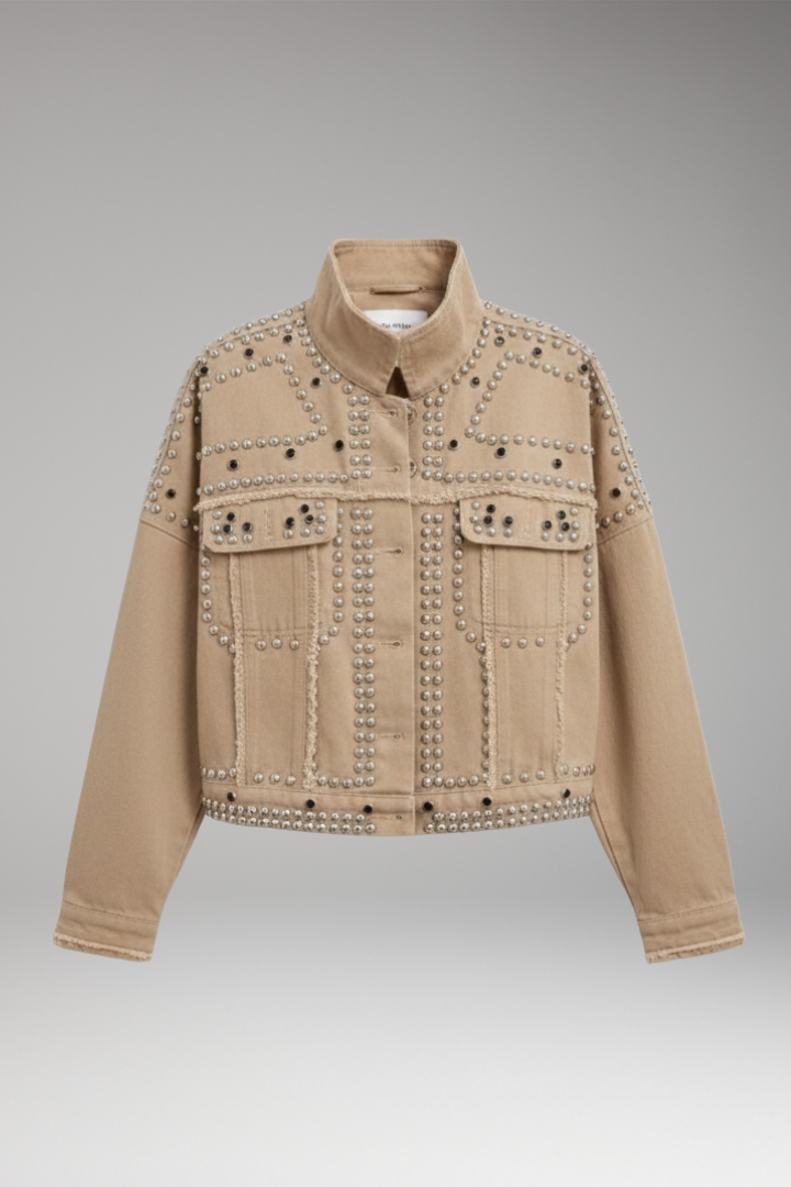 Women's Jacket with Turn-Down Collar and Button Closure
