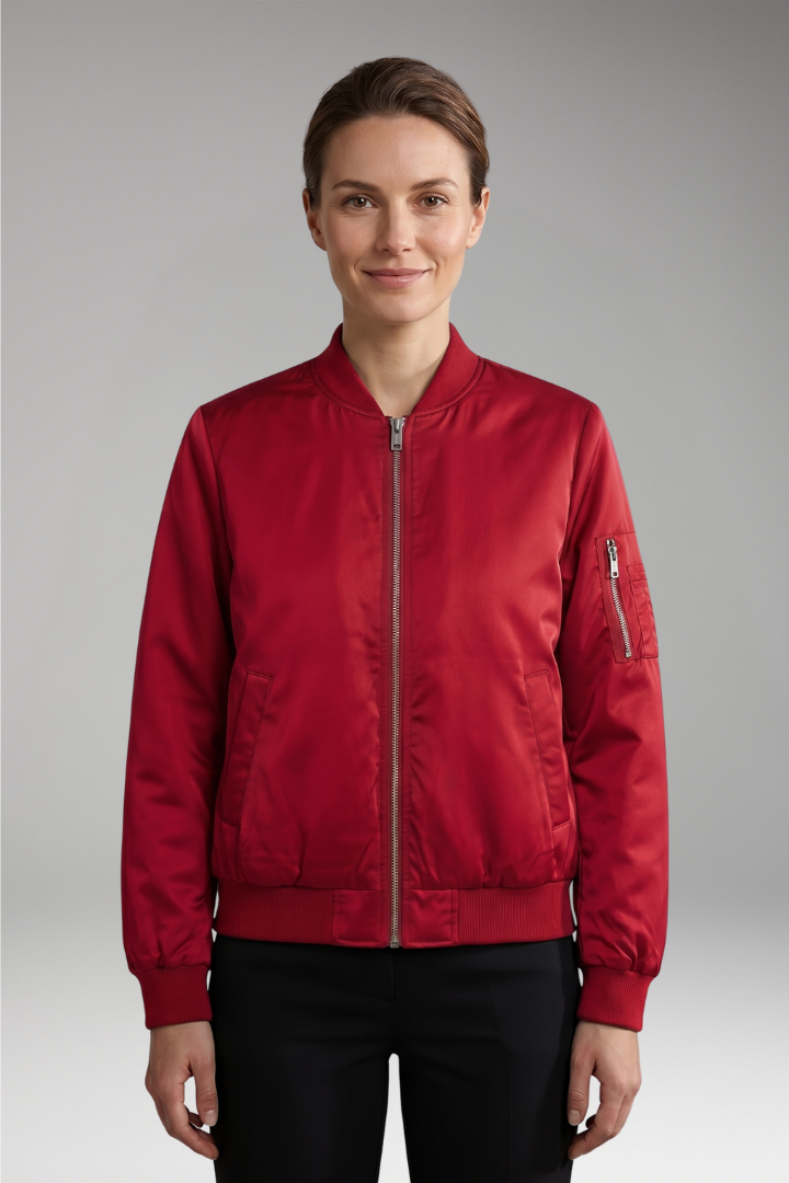 Women's Jacket with Zip Closure and Sleeve Pocket