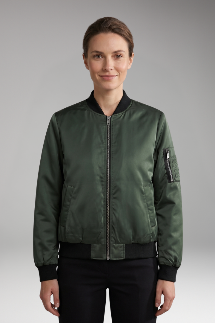 Women's Jacket with Zip Closure and Sleeve Pocket