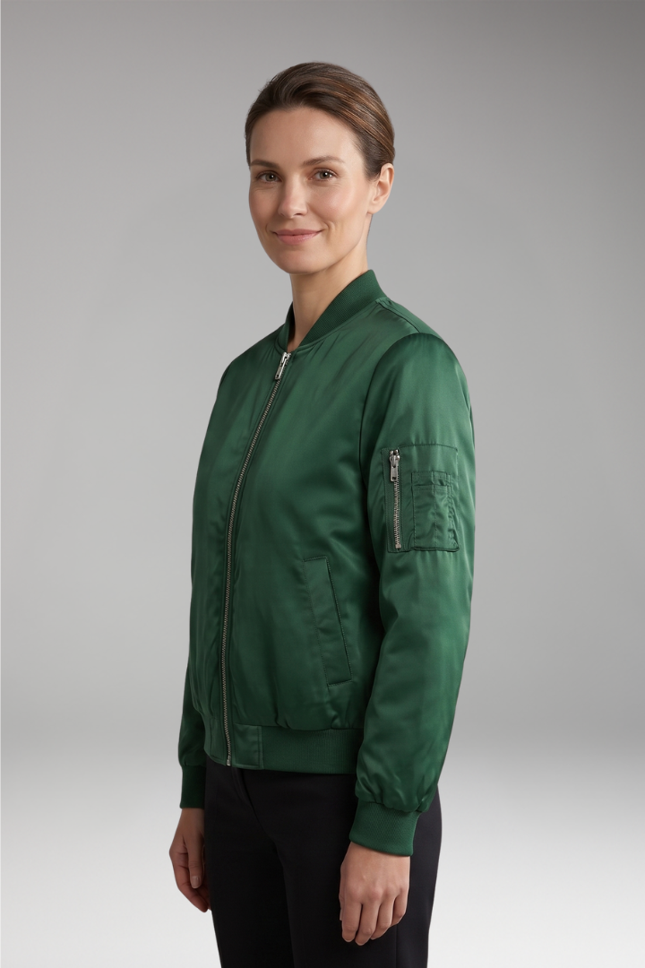 Women's Jacket with Zip Closure and Sleeve Pocket