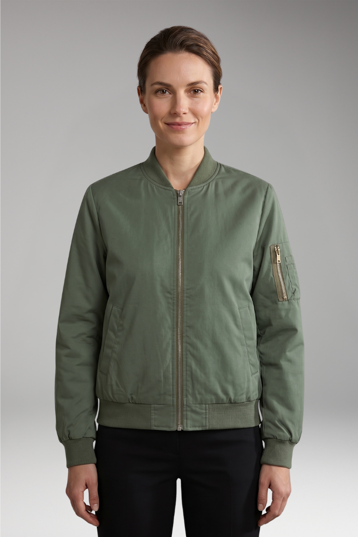Women's Jacket with Zip Closure and Sleeve Pocket