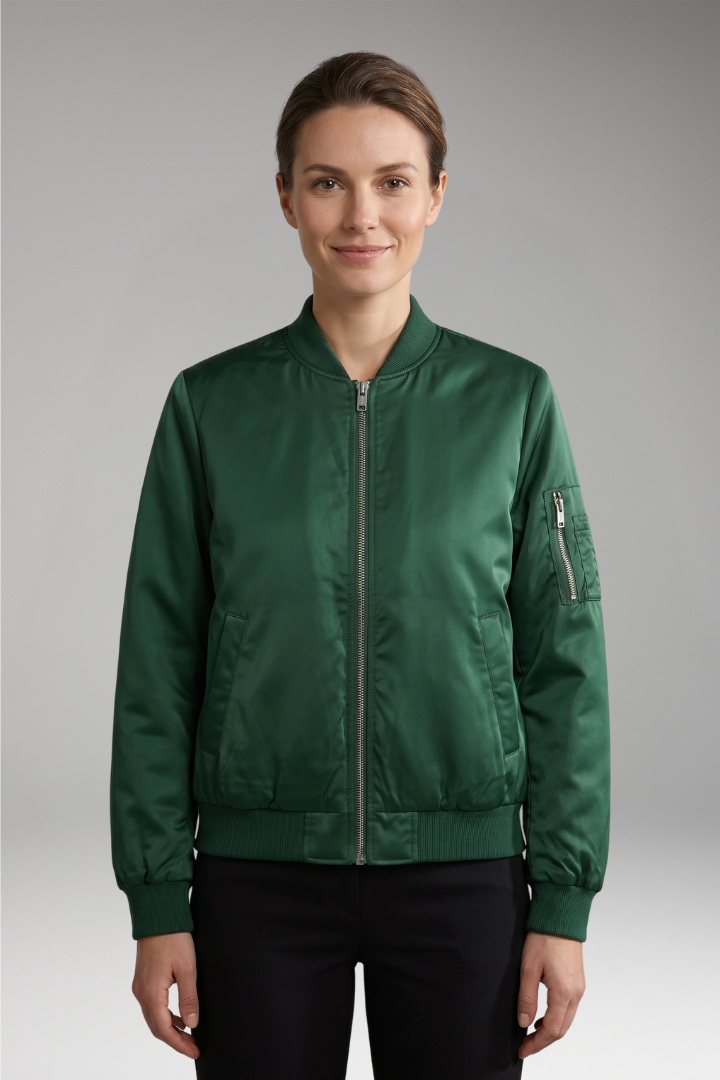 Women's Jacket with Zip Closure and Sleeve Pocket