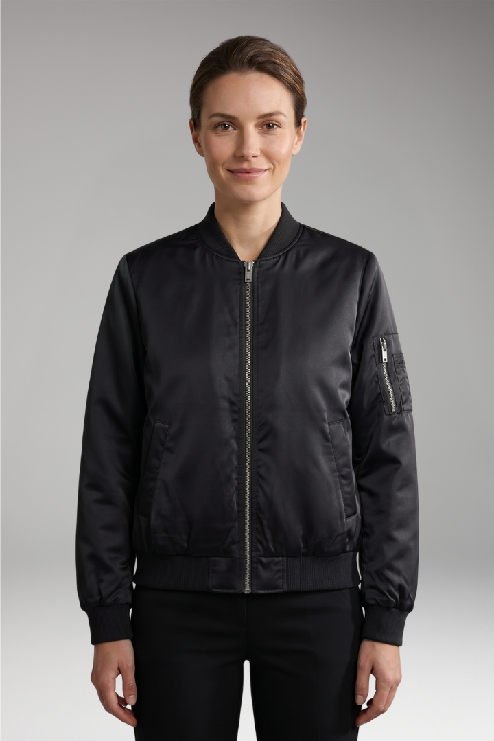 Women's Jacket with Zip Closure and Sleeve Pocket