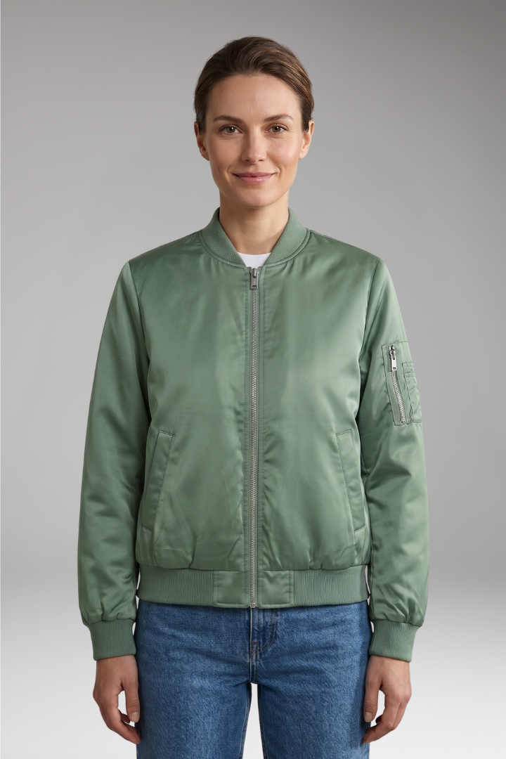 Women's Jacket with Zip Closure and Sleeve Pocket