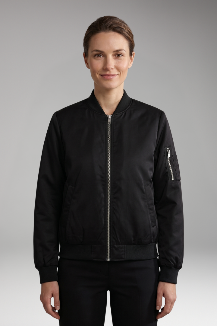 Women's Jacket with Zip Closure and Sleeve Pocket
