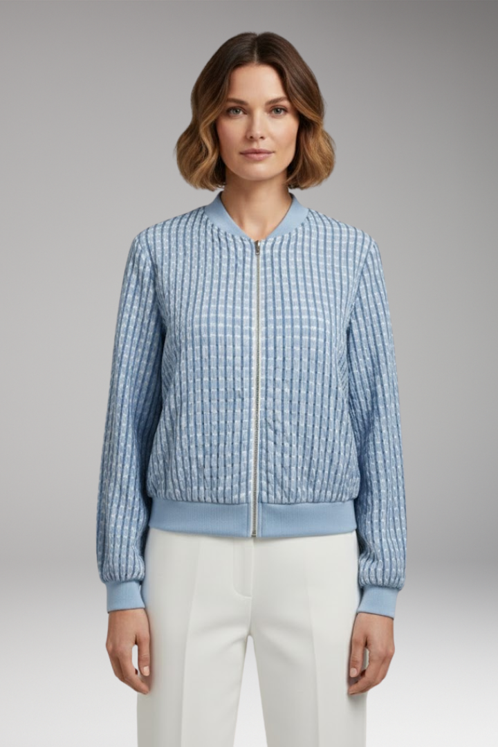 Women's Jacket with Zip Closure and Textured Surface