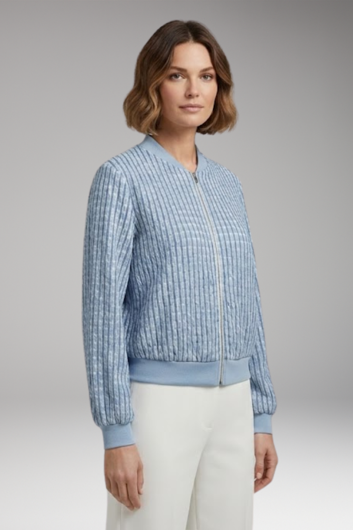 Women's Jacket with Zip Closure and Textured Surface