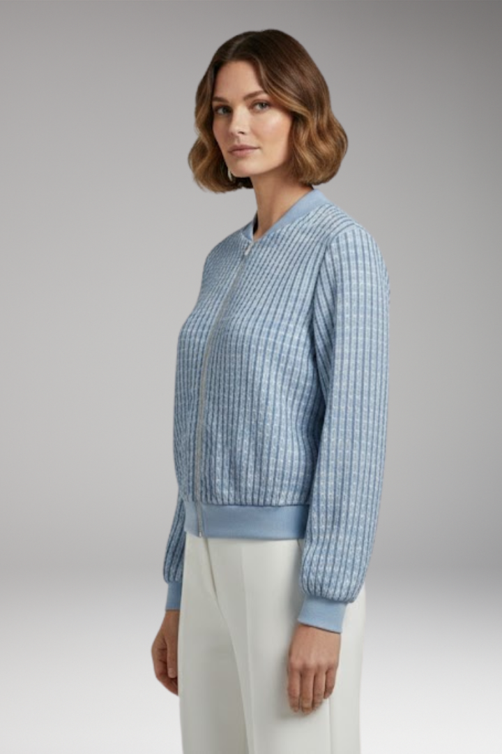 Women's Jacket with Zip Closure and Textured Surface