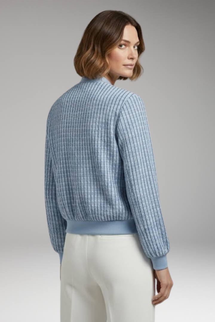 Women's Jacket with Zip Closure and Textured Surface