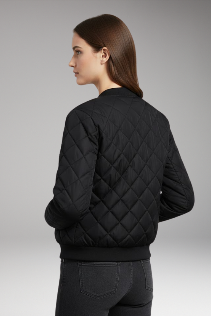 Women's Jacket with Zipper and Quilted Surface
