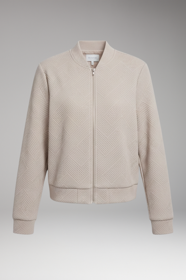 Women's Jacket with Zipper and Ribbed Surface