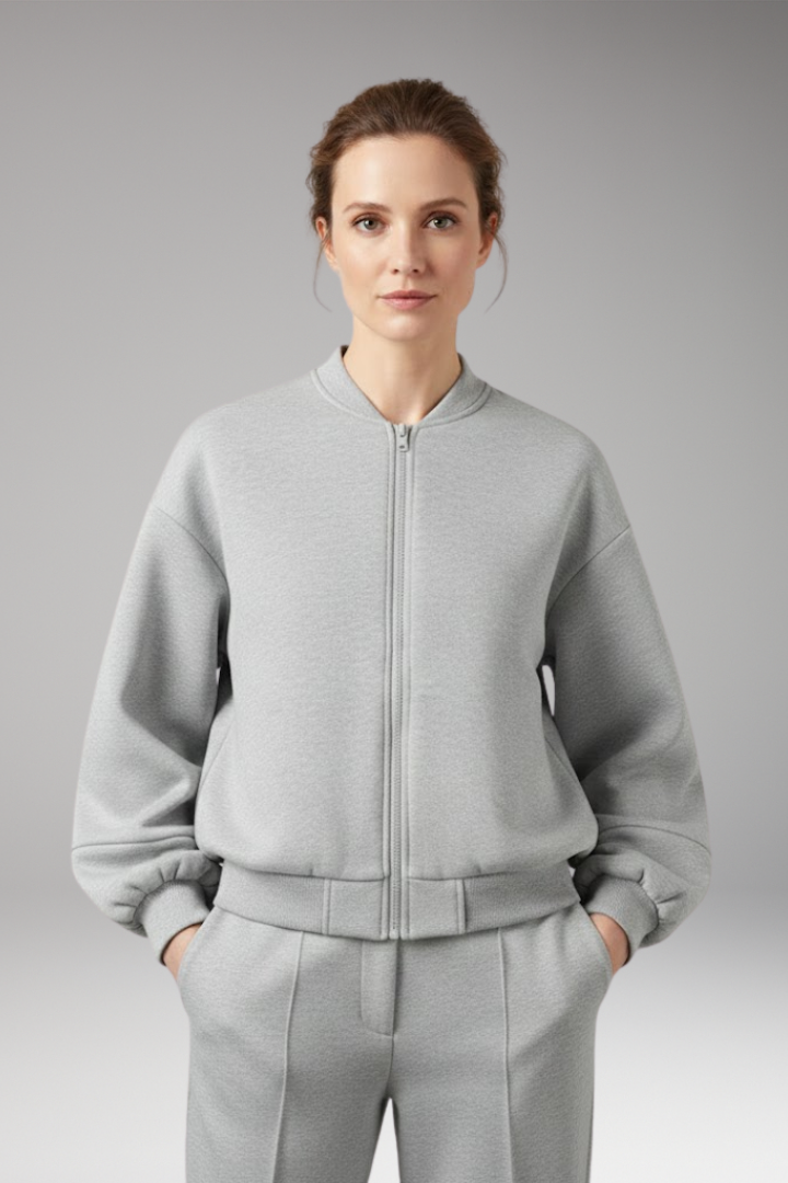 Women's Jacket with Zipper and Voluminous Sleeves