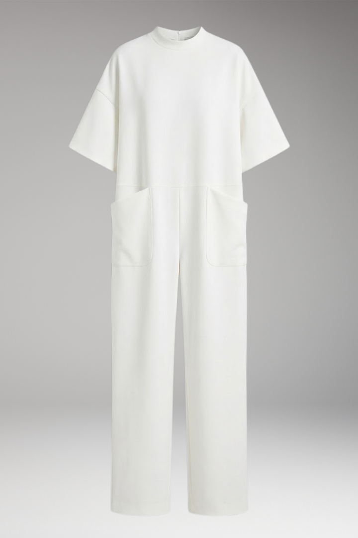 Women's Jumpsuit with Round Neck and Wide Legs