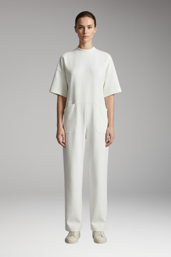 Women's Jumpsuit with Round Neck and Wide Legs