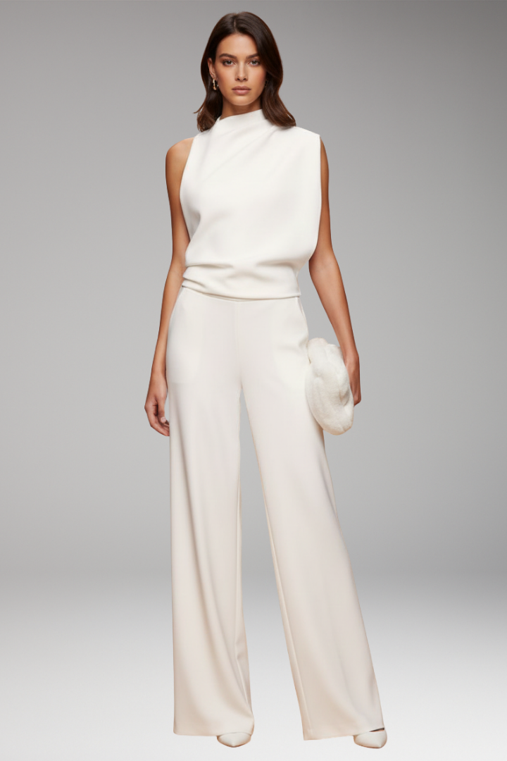Women’s Jumpsuit with Sleeveless Upper and Wide-Leg Design