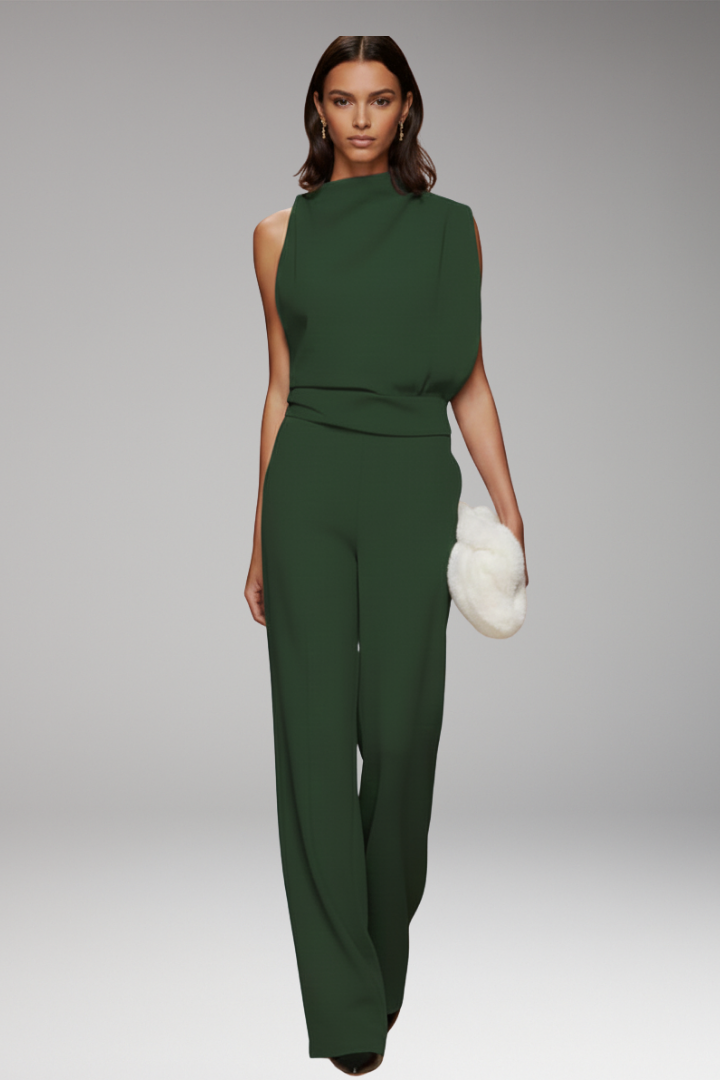 Women’s Jumpsuit with Sleeveless Upper and Wide-Leg Design